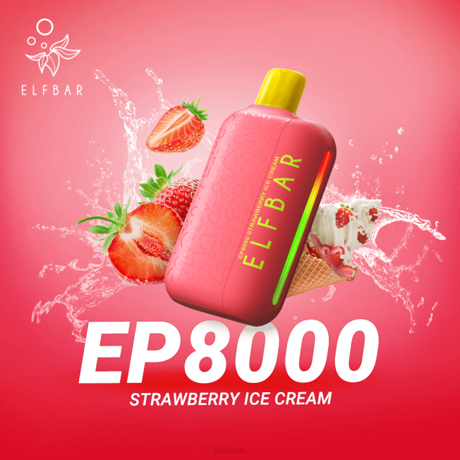 ELFBAR Disposable Vape New EP8000 Puffs Strawberry Ice Cream BN2D75
