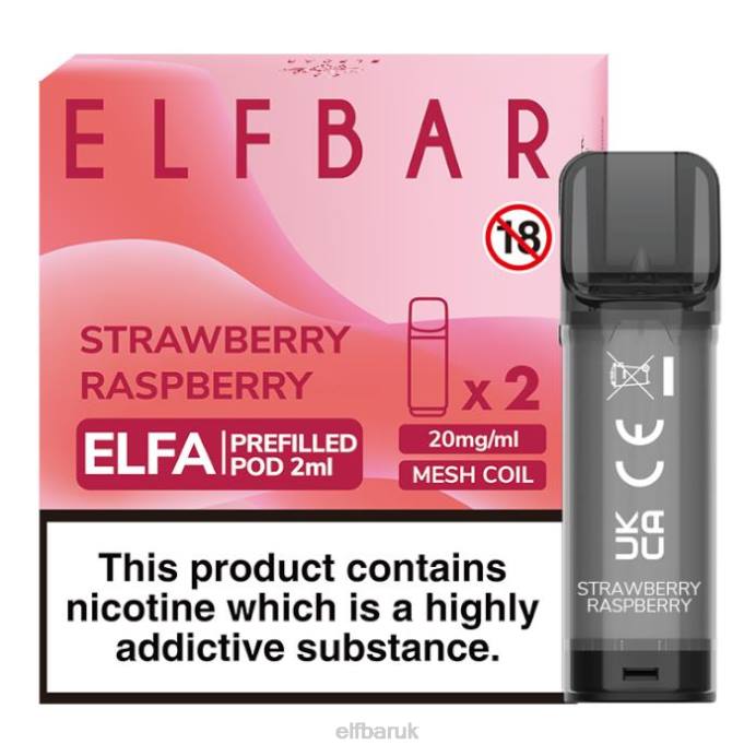 ELFBAR Elfa Pre-Filled Pod - 2ml - 20mg (2 Pack) DN42112 Strawberry Raspberry