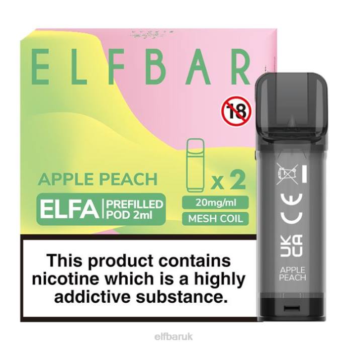 ELFBAR Elfa Pre-Filled Pod - 2ml - 20mg (2 Pack) DN42116 Apple Peach