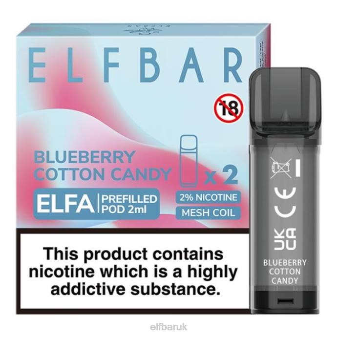 ELFBAR Elfa Pre-Filled Pod - 2ml - 20mg (2 Pack) DN42124 Blueberry Cotton Candy