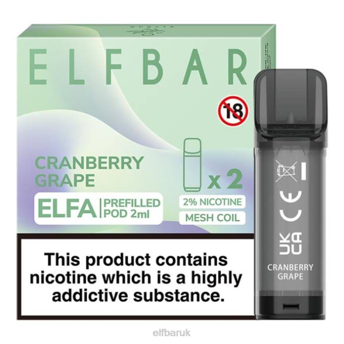 ELFBAR Elfa Pre-Filled Pod - 2ml - 20mg (2 Pack) DN42127 Cranberry Grape