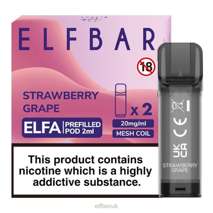 ELFBAR Elfa Pre-Filled Pod - 2ml - 20mg (2 Pack) DN42130 Strawberry Grape